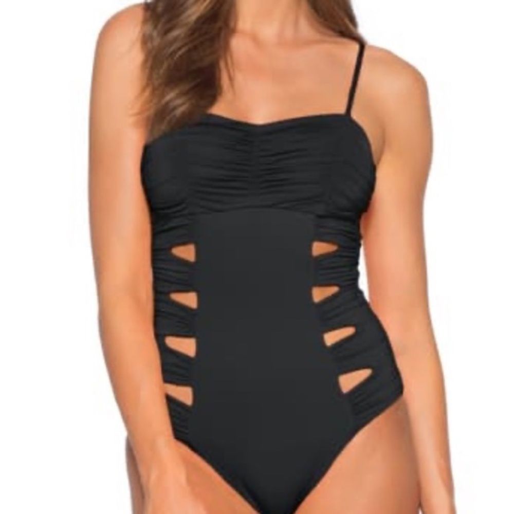 Soluna Swim Black Clear Skies One Piece Swimsuit Size L 12-14